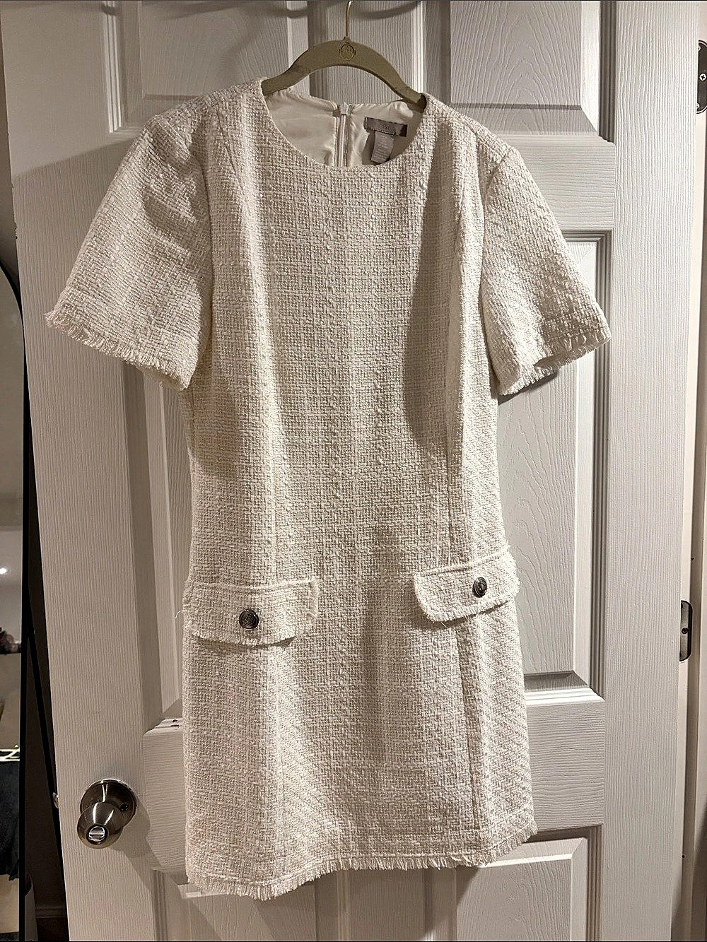 H&M Textured Mini Dress in Cream Like New